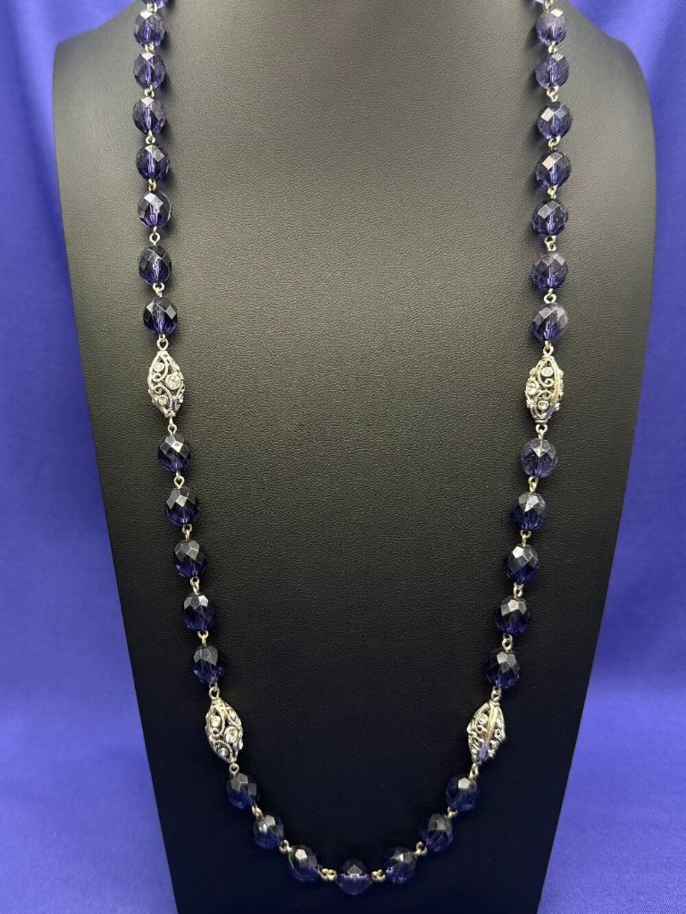 VTG Robert Rose Purple & Metallic Bead Crystal Accents